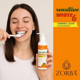 Zorba Sensitive White 6 Turmeric Liquid Toothpaste 100ML (Pack of 2)